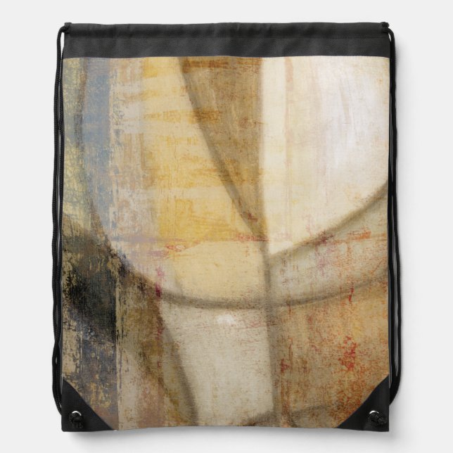 Rough Textured Earth Tone Painting Drawstring Bag (Front)