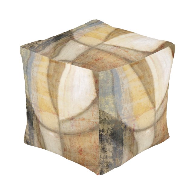 Rough Textured Earth Tone Painting Pouf (Angled Front)