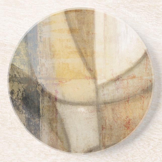 Rough Textured Earth Tone Painting Sandstone Coaster (Front)