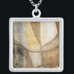 Rough Textured Earth Tone Painting Silver Plated Necklace<br><div class="desc">A Vision Studio creation,  this rough textured earth tone painting is full of autumnal colors. Cream,  brown and tan are cut into different shapes by thick lines. Personalize a Zazzle product with this great print today!</div>