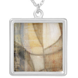 Rough Textured Earth Tone Painting Silver Plated Necklace