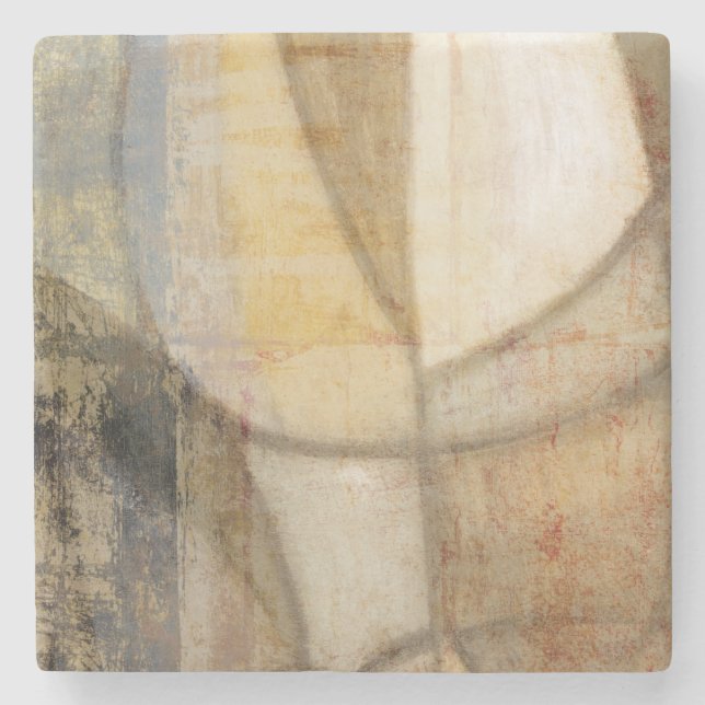 Rough Textured Earth Tone Painting Stone Coaster (Front)