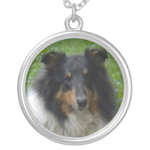 Rough Tri Collie Silver Plated Necklace