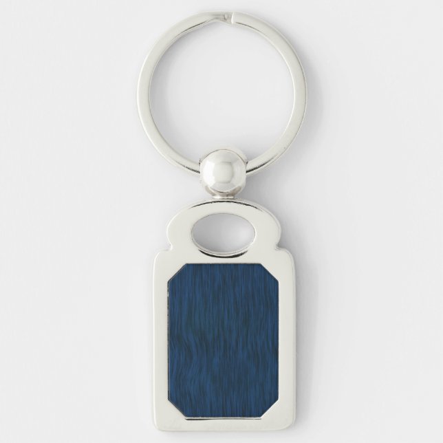 Rough Wood Grain Look Background Deep Blue Keychain (Front)
