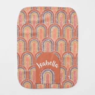 Roughed up rainbows boho  baby burp cloth