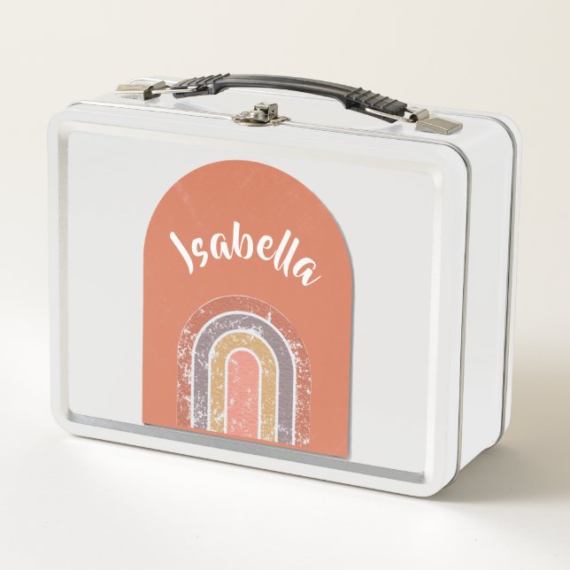 Roughed up rainbows boho   metal lunch box (Front)