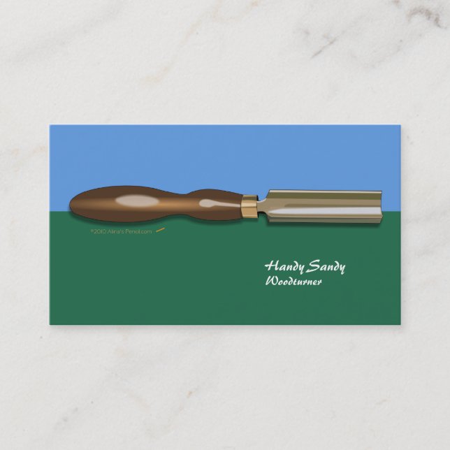 Roughing Gouge Woodturning BlueGreen Business Card (Front)