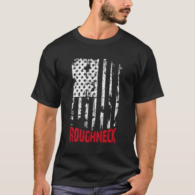 Roughneck American Flag Oilfield T-Shirt (Front)