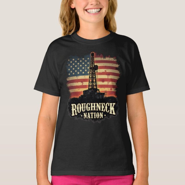 Roughneck Nation Oilfield American Worker T-Shirt (Front)