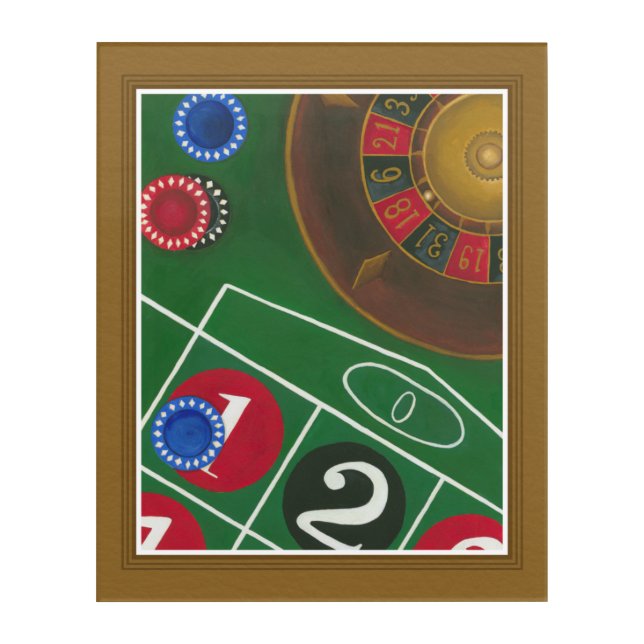 Roulette Table with Chips and Wheel Acrylic Print (Front)