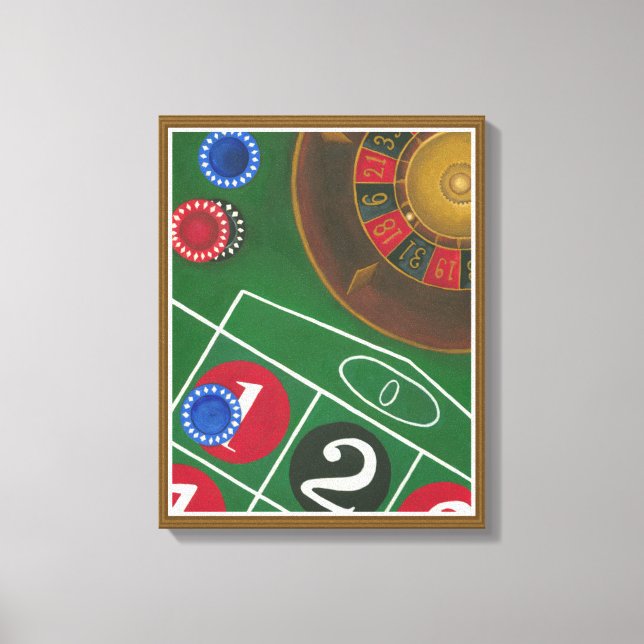 Roulette Table with Chips and Wheel Canvas Print (Front)