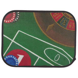 Roulette Table with Chips and Wheel Car Mat