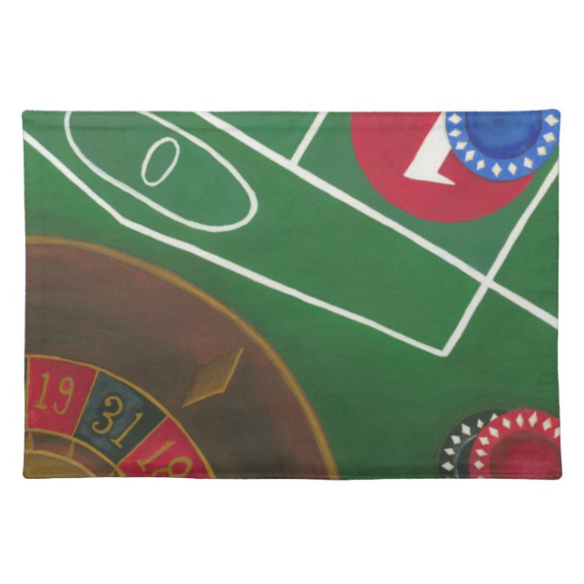 Roulette Table with Chips and Wheel Cloth Placemat (Front)
