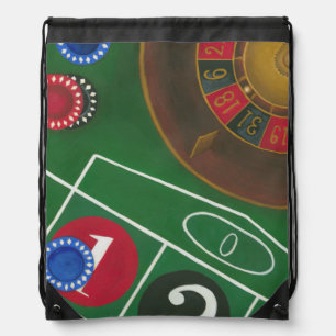 Roulette Table with Chips and Wheel Drawstring Bag