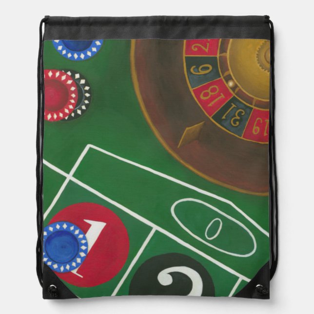 Roulette Table with Chips and Wheel Drawstring Bag (Front)