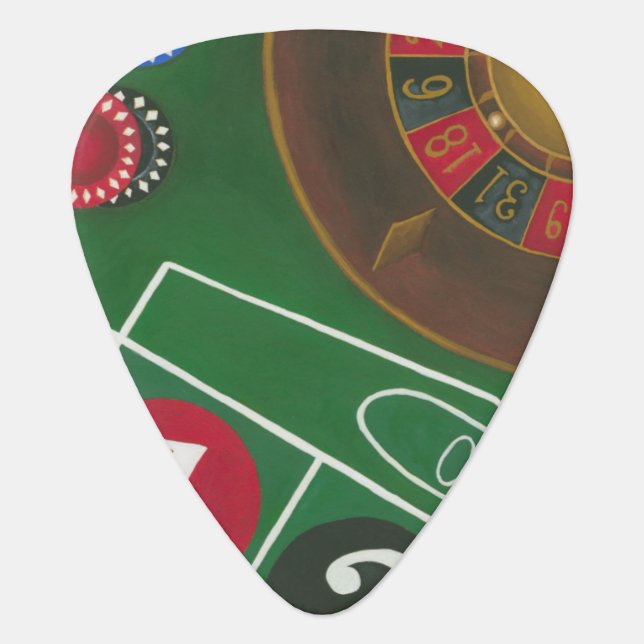 Roulette Table with Chips and Wheel Guitar Pick (Front)