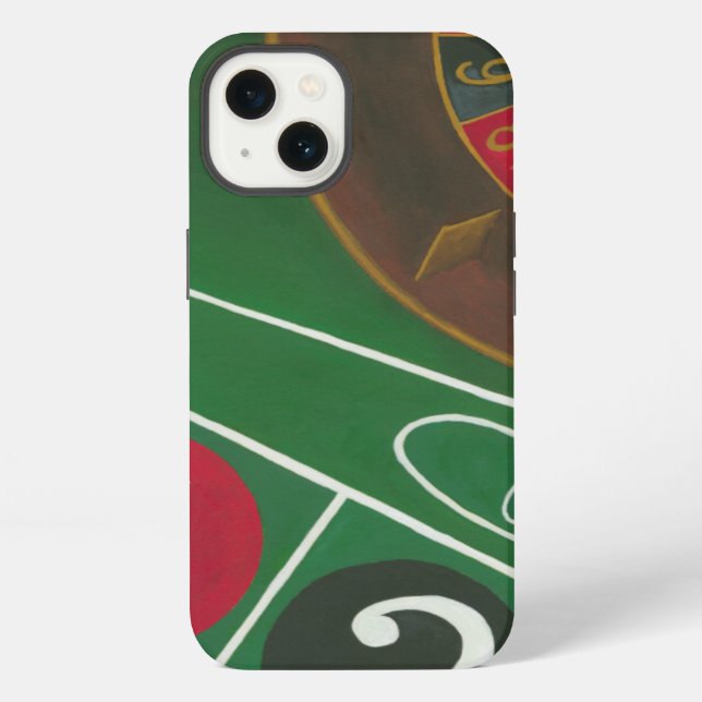Roulette Table with Chips and Wheel Iphone Case (Back)