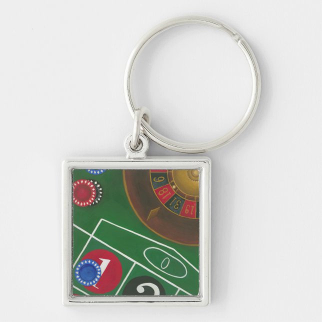Roulette Table with Chips and Wheel Keychain (Front)