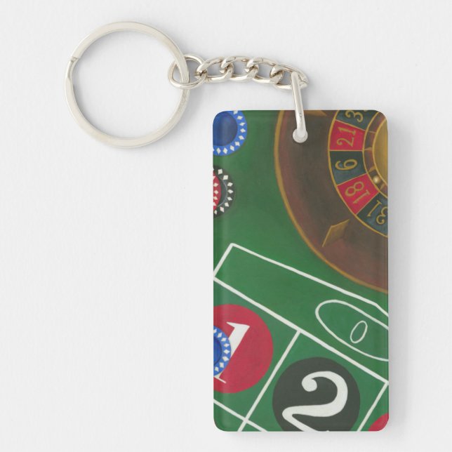 Roulette Table with Chips and Wheel Keychain (Front)