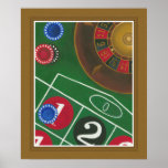 Roulette Table With Chips And Wheel Poster at Zazzle