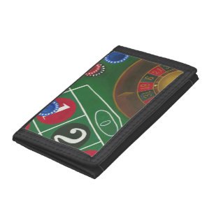 Roulette Table with Chips and Wheel Tri-fold Wallet