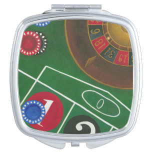 Roulette Table with Chips and Wheel Vanity Mirror
