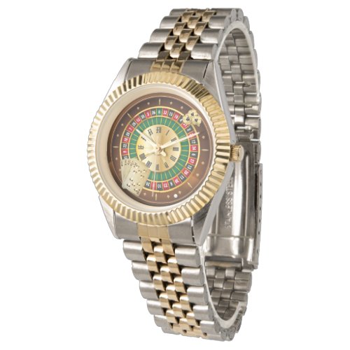 roulette wheel and cards two_tone bracelet watch