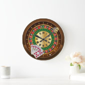 roulette wheel and cards wall clock | Zazzle