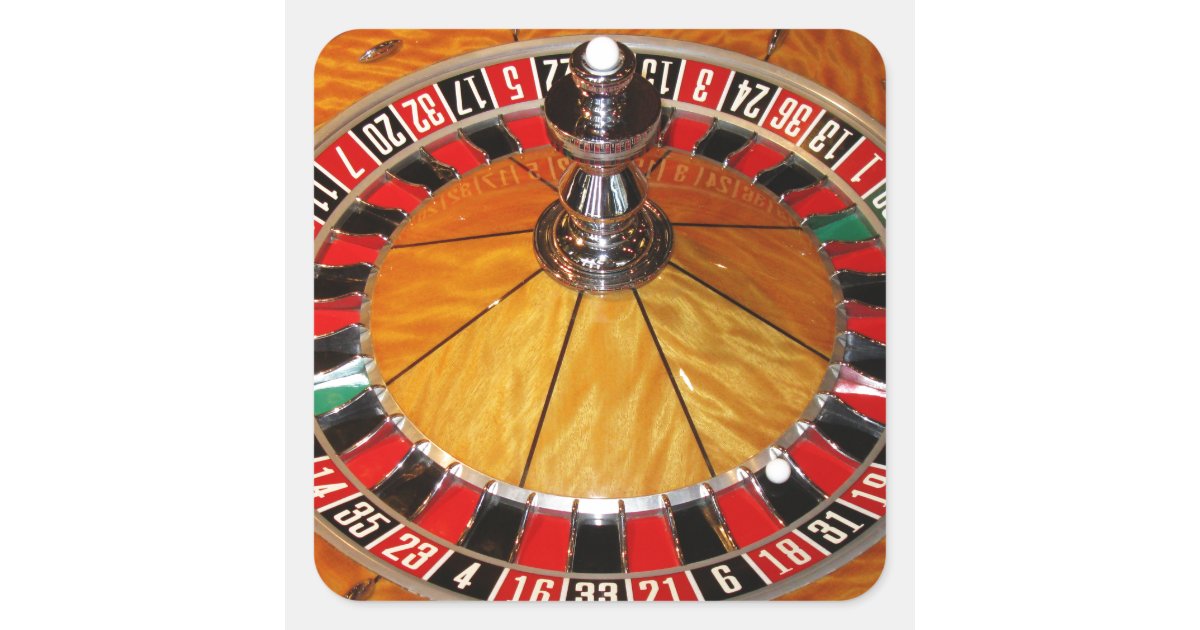 Roulette wheel casino games square sticker | Zazzle
