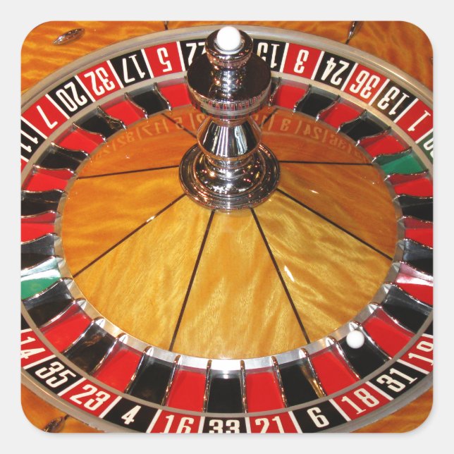 Roulette wheel casino games square sticker (Front)