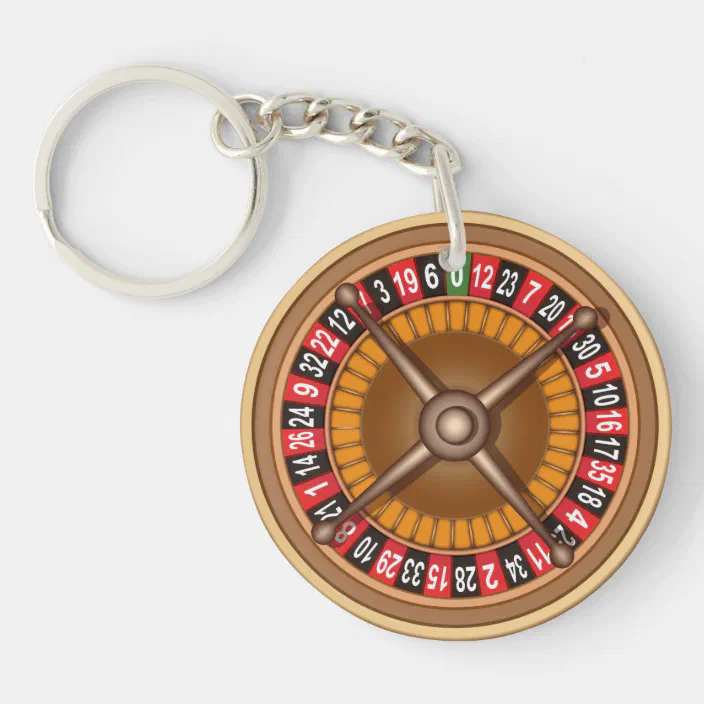 Key Chain Las Vegas Sign 2 Sided Roulette Wheel 