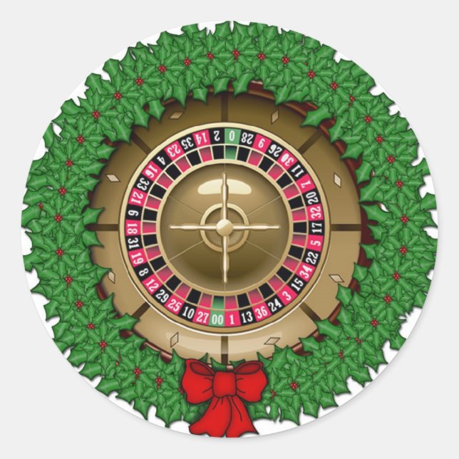 Roulette Wheel, Wreath Classic Round Sticker (Front)