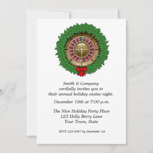 Roulette Wheel Wreath Holiday Invitation