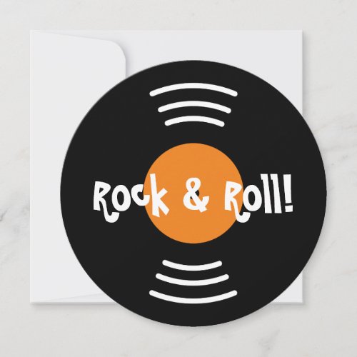 Round 60s rock and roll birthday party invitations