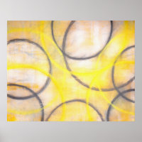 'Round About' Grey and Yellow Abstract Art Poster