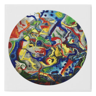 Round Abstract Colorful Surrealism Art Modern Faux Canvas Print