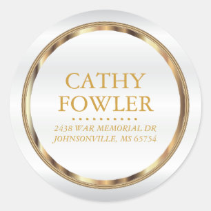 Round Address Gold and White Labels