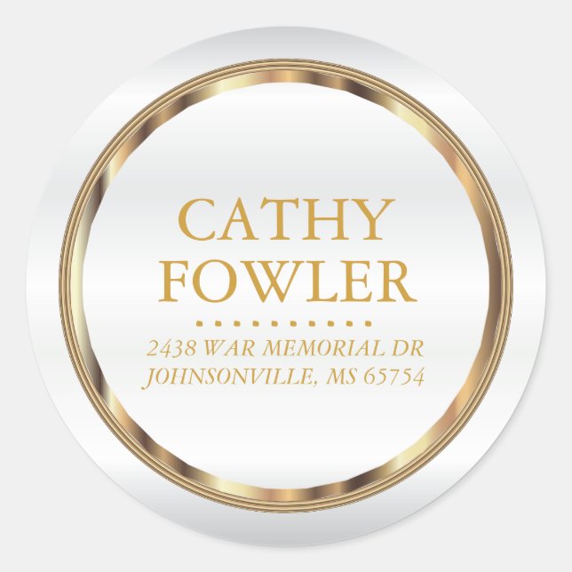 Round Address Gold and White Labels (Front)