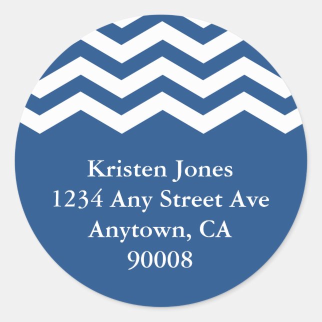 Round address label, chevron classic round sticker (Front)