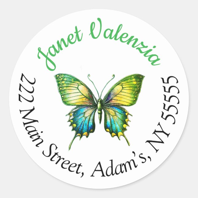 Round address labels butterfly (Front)