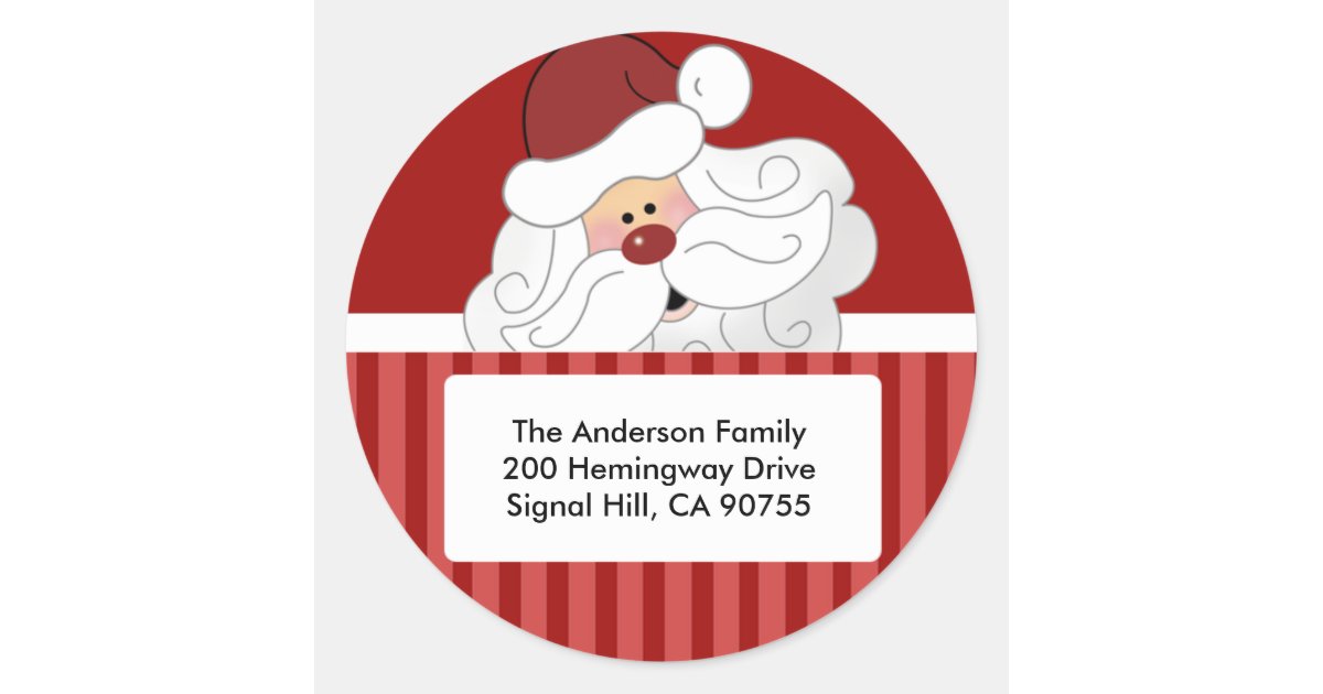 ROUND ADDRESS LABELS Cute Santa Claus Holiday | Zazzle.com