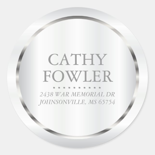 Round Address Silver and White Labels (Front)