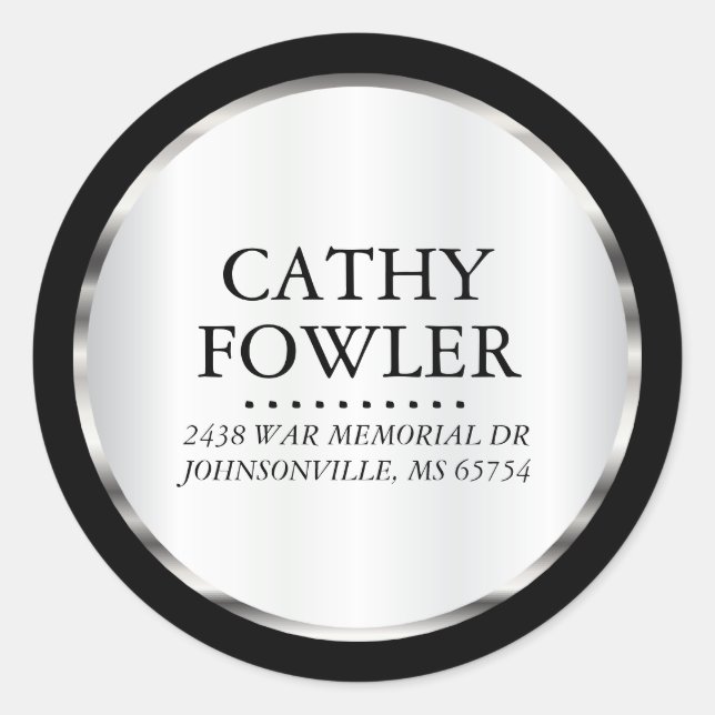 Round Address Silver, Black and White Labels (Front)