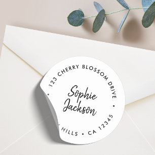 Round Address Sticker Modern Envelope Seal Label