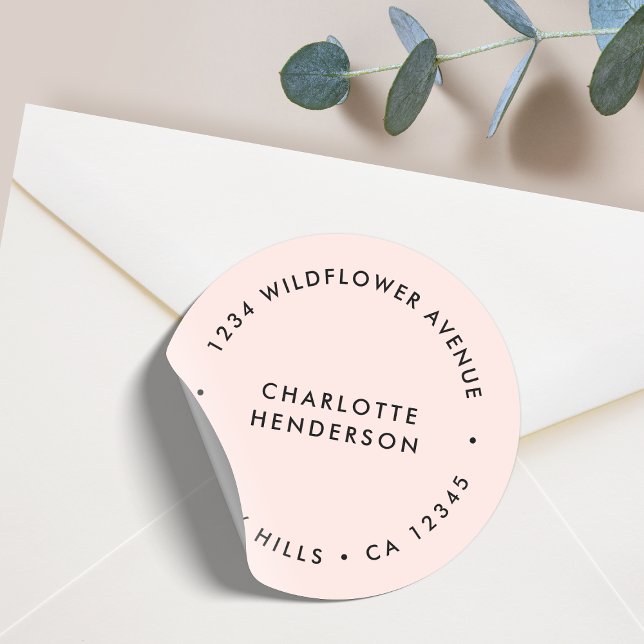 Round Address Sticker | Pink Envelope Seal Labels (A feminine blush pink envelope seal perfect for weddings, business, or everyday mail)