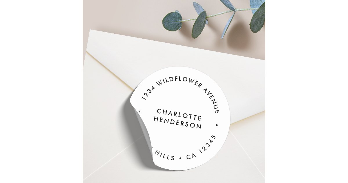 Round Address Sticker | Simple Envelope Seal Label | Zazzle
