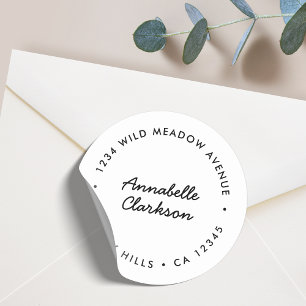 Round Address Sticker White Envelope Seal Label