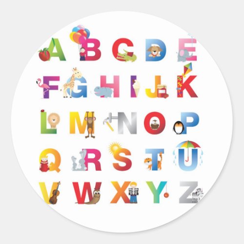 round alphabet sticker
