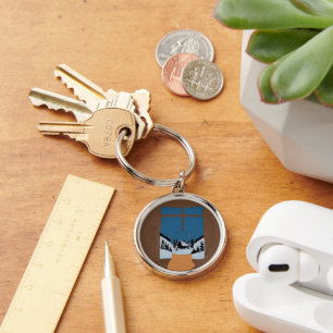 Round Aluminum Winter Snow Globe Scene Keychain