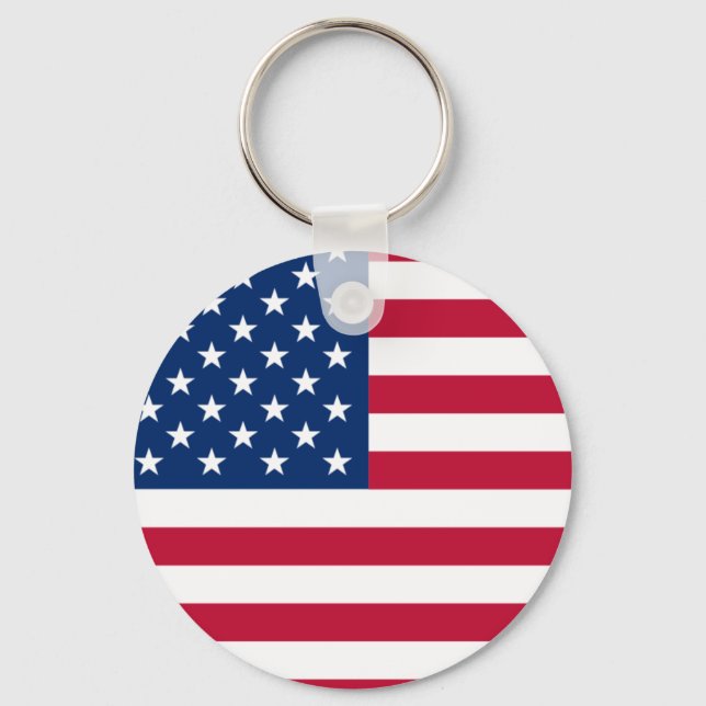 Round American Flag  Keychain (Front)